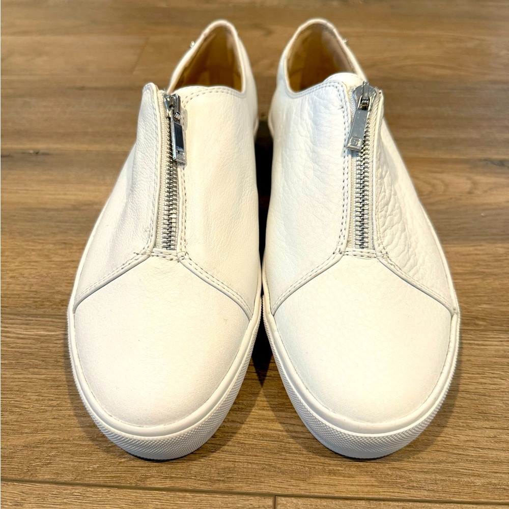 Lafayette 148 New York white leather zip-up sneakers